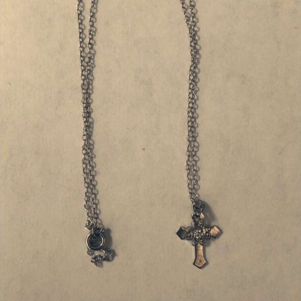 Vintage, gold tone cross with crystal accent